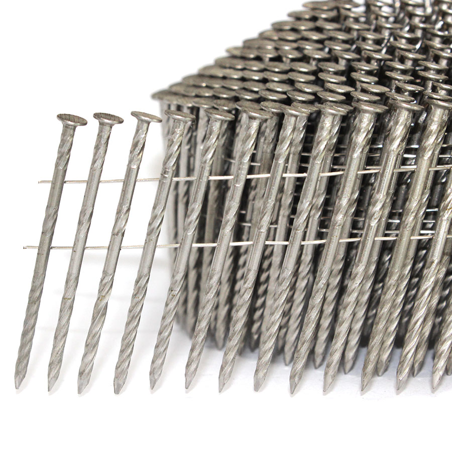 15 Degree Stainless Steel Screw Shank Coil Nails 1-1/4 In. X 0.090 In.