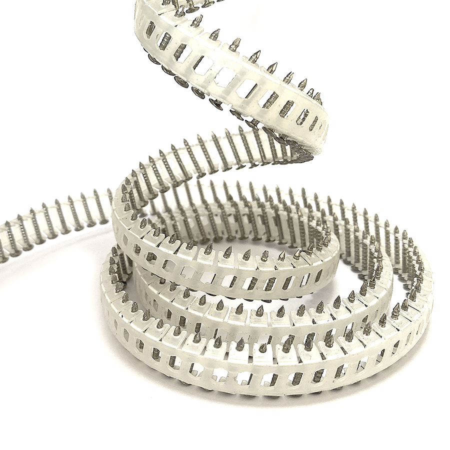 Tige d'anneau de clous de bobine de feuille de plastique d'acier inoxydable de 15 degr&eacute;s 1.83mm x 16mm 