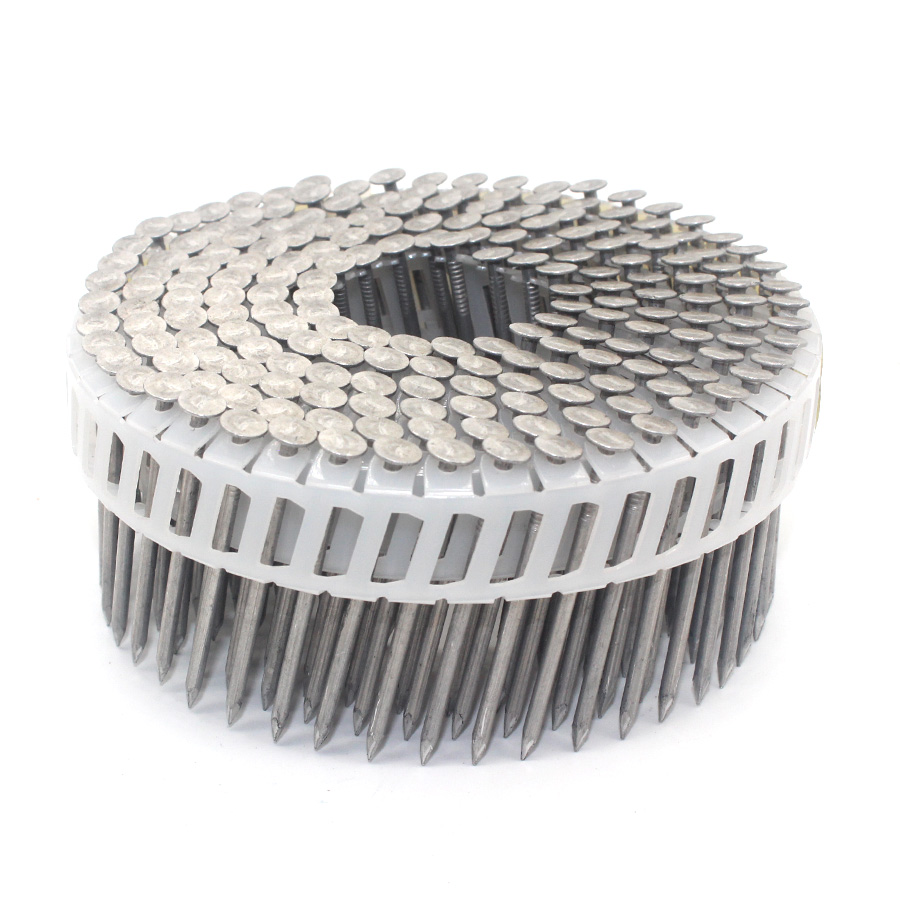 15-градусныя алюмініевыя пластыкавыя цвікі з гладкім хваставікам 2,4x50 мм 