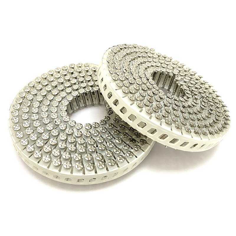 Tige d'anneau de clous de bobine de feuille de plastique d'acier inoxydable de 15 degr&eacute;s 1.83mm x 16mm 