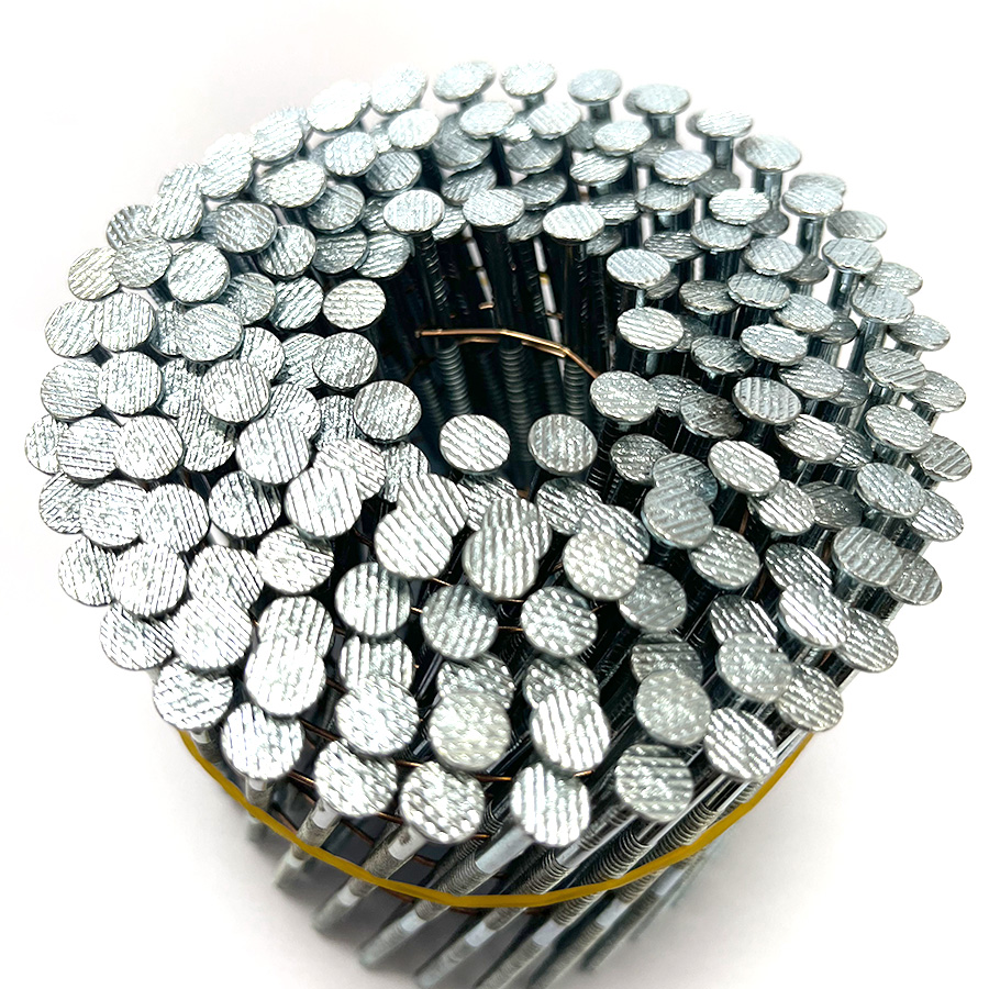 15 Degree Electro Galvanized Ring Shank Coil Nails 3-1/2 Inch X 0.122 Inch