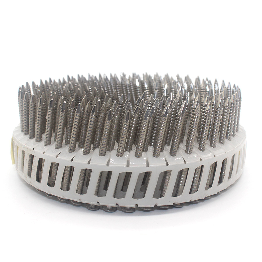 15 Degree Stainless Steel Plastic Coil Nails Ring Shank 2.5x40mm 