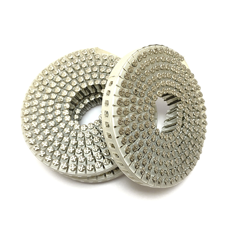 Tige d'anneau de clous de bobine de feuille de plastique d'acier inoxydable de 15 degr&eacute;s 1.83mm x 16mm 